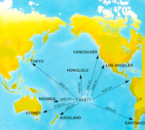 Tahiti distance on map