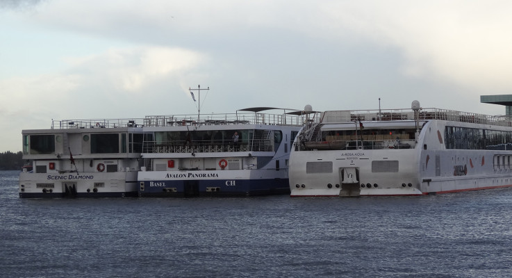 River cruise ships docked in Amsterdam